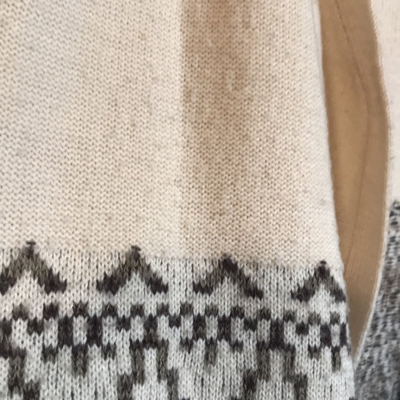 Harlow wool blend Open Front Cardigan with Fringe Black gray Cream Aztec Size S - Picture 5 of 13